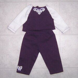 Vintage 18" Doll Outfit Purple Long Sleeve Shirt and Pants with Lace